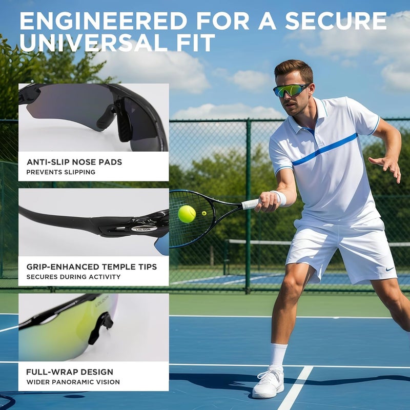 LOLOON Store Cycling Sunglasses for Men Women Youth, Wrap Around Sports Sunglasses for Running Climbing Bike Baseball Softball Golf - Image 3